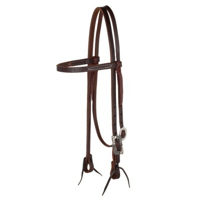 BROWBAND BLACK STEEL BUCKLE OILED WESTERN BRIDLE