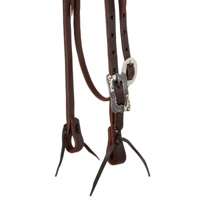 BROWBAND BLACK STEEL BUCKLE OILED WESTERN BRIDLE