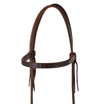 BROWBAND BLACK STEEL BUCKLE OILED WESTERN BRIDLE