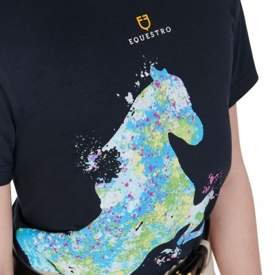 T-shirt bambina slim fit con stampa cavallo astratta