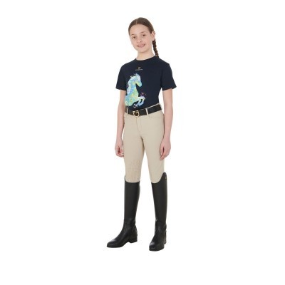 T-shirt bambina slim fit con stampa cavallo astratta