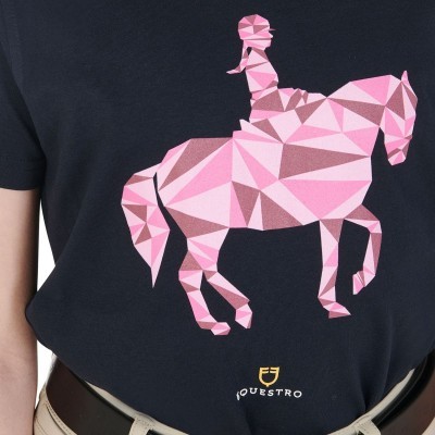 T-shirt bambina slim fit disegno dressage colorato