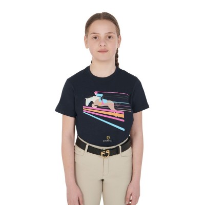 T-shirt bambina slim fit stampa salto colorato