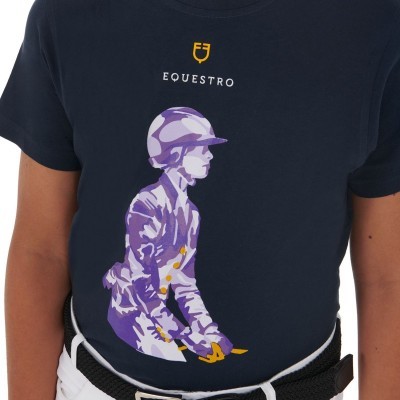 T-shirt bambini slim fit con stampa cavaliere