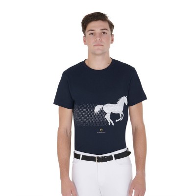 T-shirt uomo slim fit con cavallo da corsa
