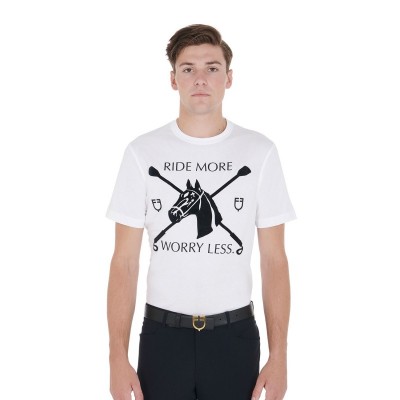 T-shirt uomo slim fit con stampa equestre