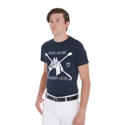 T-shirt uomo slim fit con stampa equestre