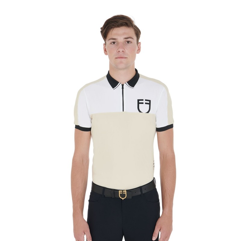 Polo uomo slim fit da allenamento con logo frontale