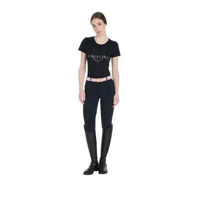 T-shirt donna slim fit con logo glitter