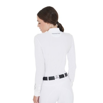 Polo donna slim fit con cotone plissettato