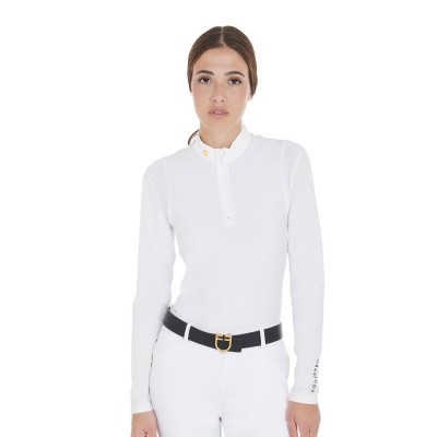 Polo donna slim fit in tessuto tecnico