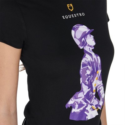 T-shirt donna slim fit con stampa cavaliere