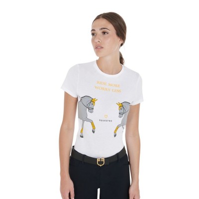 T-shirt donna slim fit con stampa cavalli