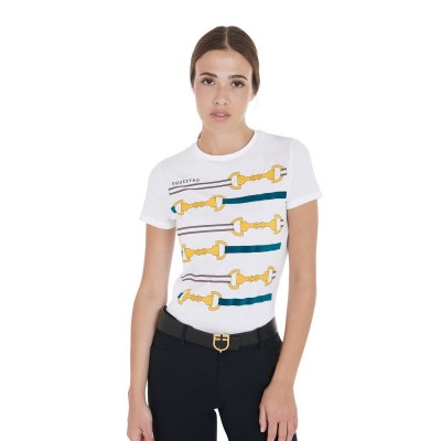 T-shirt donna slim fit con stampa filetti