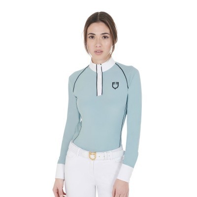 Polo donna slim fit da concorso con inserti in mesh