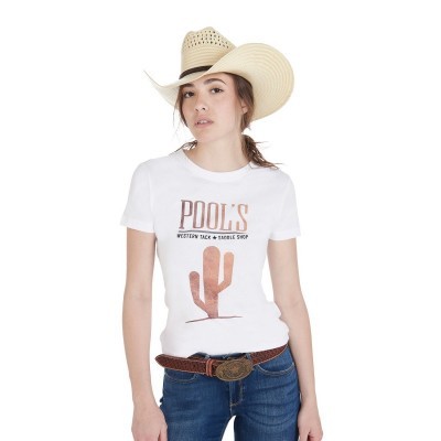 T-shirt donna slim fit con cactus effetto pelle