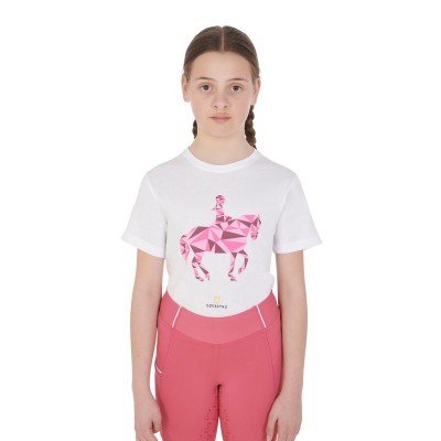 T-shirt bambina slim fit disegno dressage colorato