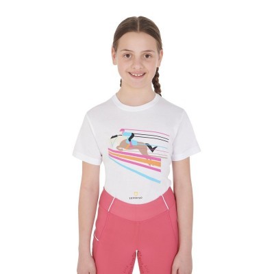 T-shirt bambina slim fit stampa salto colorato