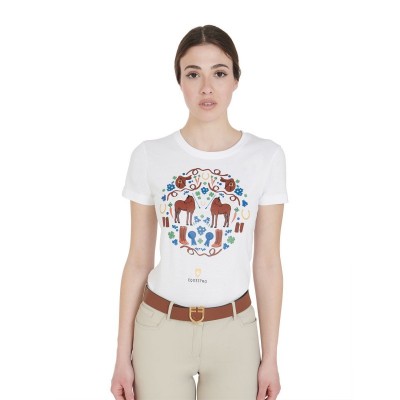 T-shirt donna slim fit con stampa scuderia