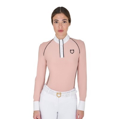 Polo donna slim fit da concorso con inserti in mesh