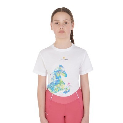 T-SHIRT BAMBINA SLIM FIT CON STAMPA CAVALLO ASTRATTA (CAMPIONARIO/SHOOTING)