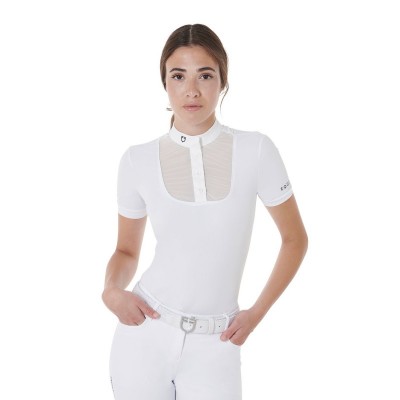 Polo donna slim fit manica corta con bottoni