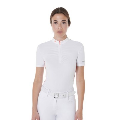 Polo donna slim fit da allenamento con inserti arricciati