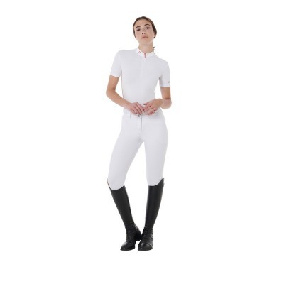 Polo donna slim fit da allenamento con inserti arricciati