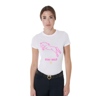 T-shirt donna slim fit con stampa Stay Wild