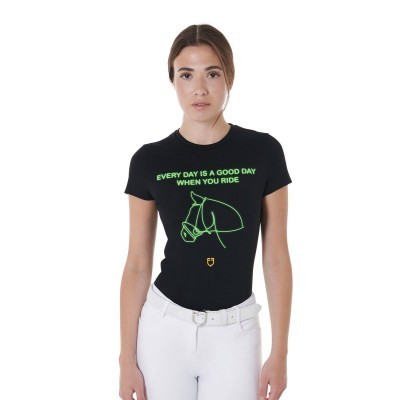 T-shirt donna slim fit con stampa fluorescente