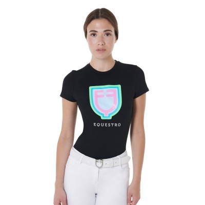 T-shirt donna slim fit con logo psichedelico