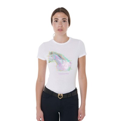 T-shirt donna slim fit con stampa cavallo