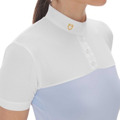 Polo donna slim fit tessuto tecnico e mesh