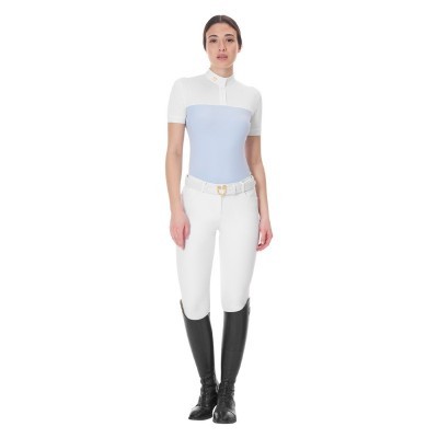 Polo donna slim fit tessuto tecnico e mesh