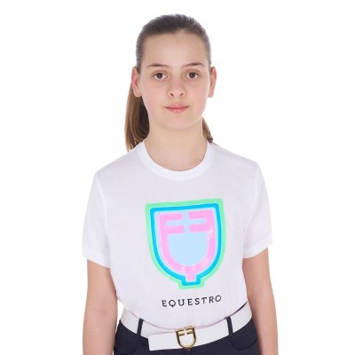 T-shirt bambina slim fit stampa logo psichedelico