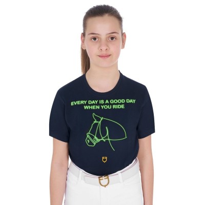 T-shirt bambina slim fit stampa fluorescente