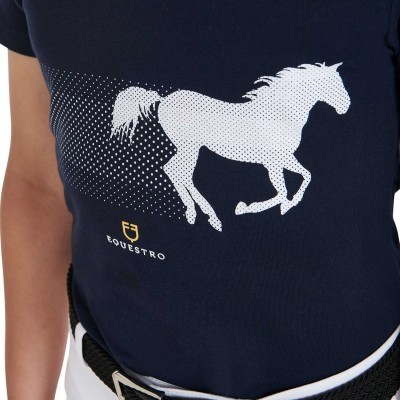 T-shirt bambino slim fit con stampa cavallo da corsa