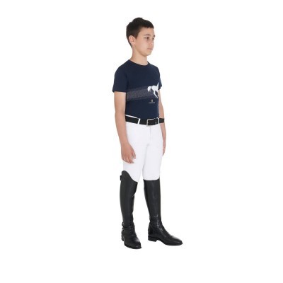 T-shirt bambino slim fit con stampa cavallo da corsa