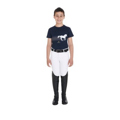 T-shirt bambino slim fit con stampa cavallo da corsa