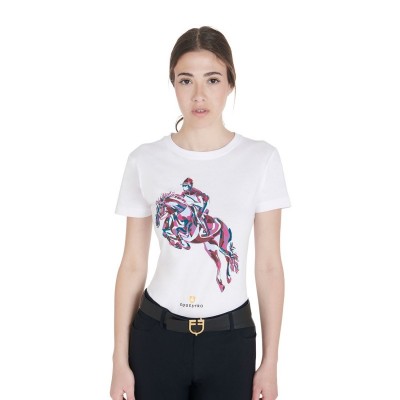 T-shirt donna slim fit con stampa salto cavallo