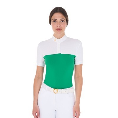 Polo donna slim fit tessuto tecnico e mesh