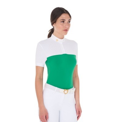 Polo donna slim fit tessuto tecnico e mesh