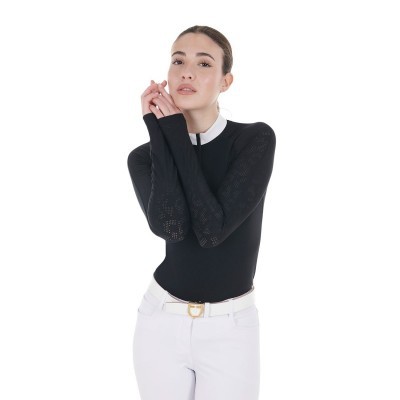 Polo donna slim fit da concorso con inserti in mesh