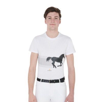 T-shirt uomo slim fit con cavallo da corsa