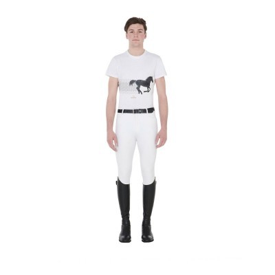 T-shirt uomo slim fit con cavallo da corsa