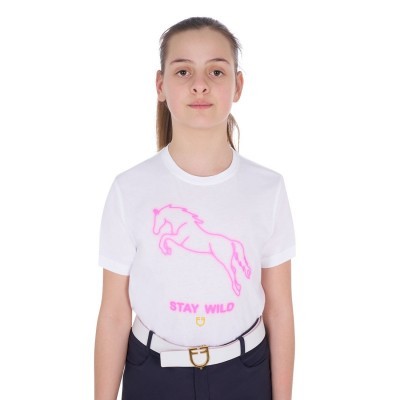 T-shirt bambina slim fit stampa Stay Wild